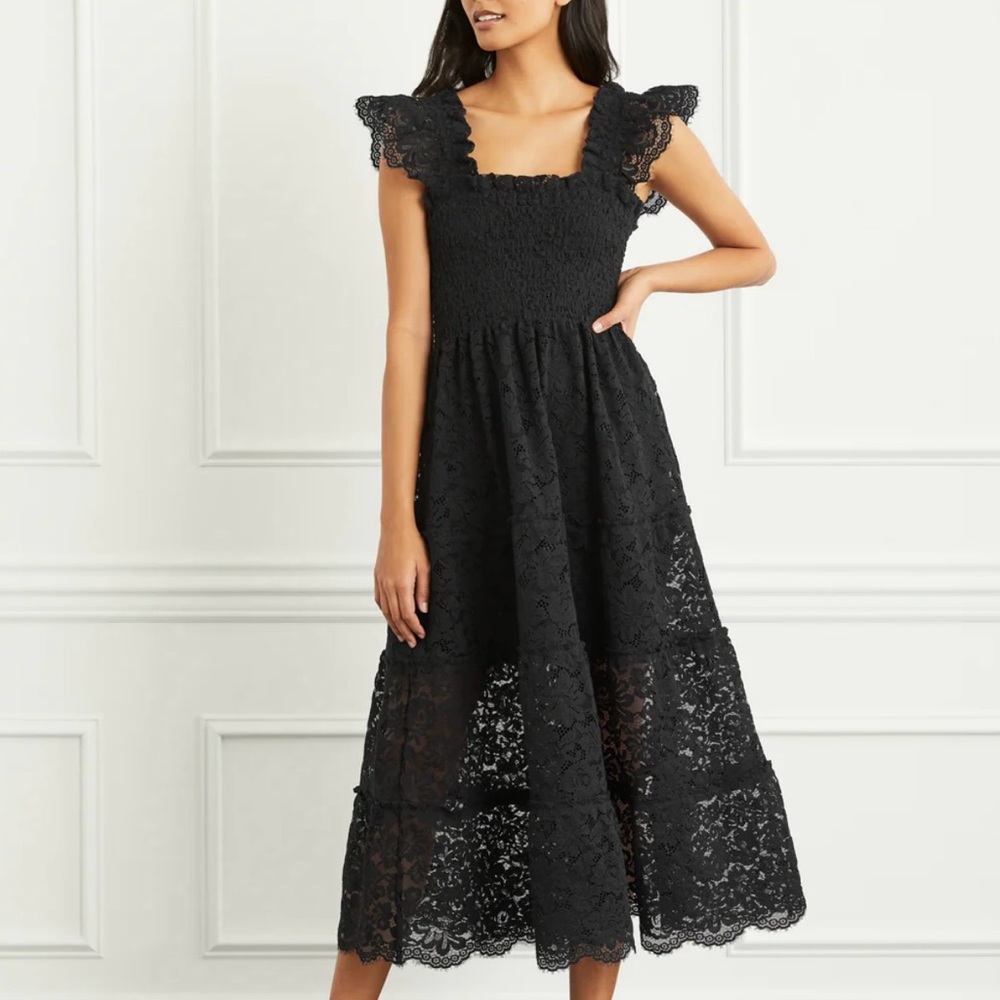 Black Lace Midi Dress - Hill House The Lace Ellie Nap Dress - Size Medium